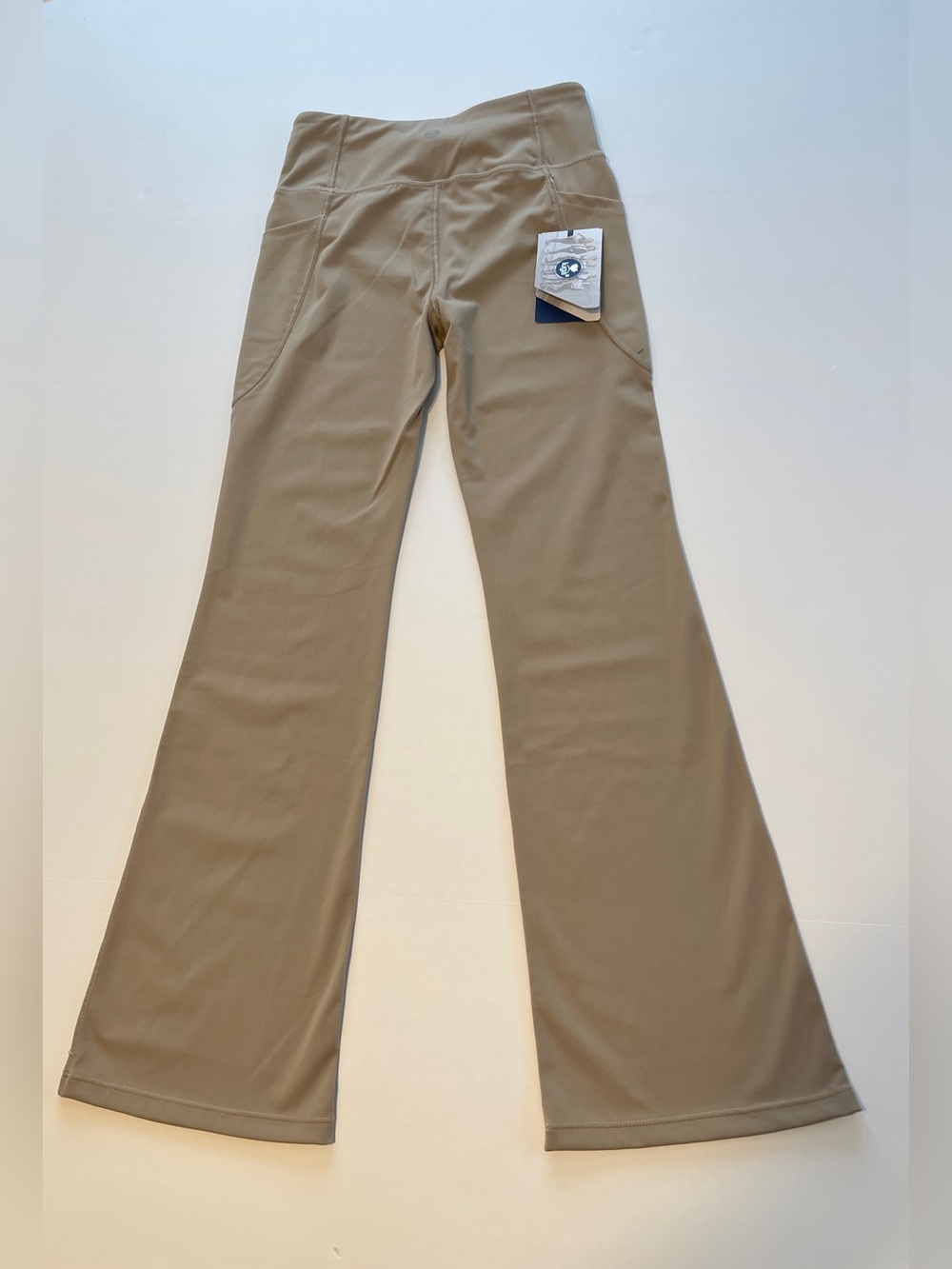 Iuga Kids Wide-Leg Active leggings size M/14 Khaki stretch with pockets new